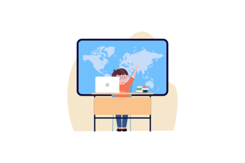 E-learning, online education concept illustration