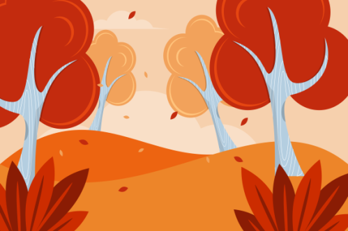 Flat design autumn background with colorful trees