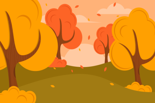 Flat design autumn background with colorful trees