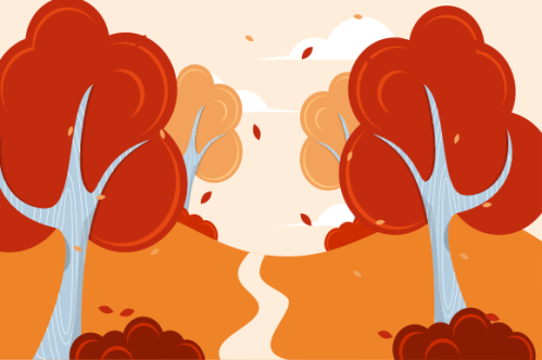 Flat design autumn background with colorful trees