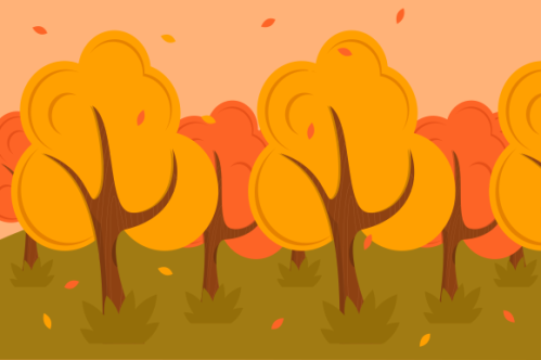 Flat design autumn background with colorful trees