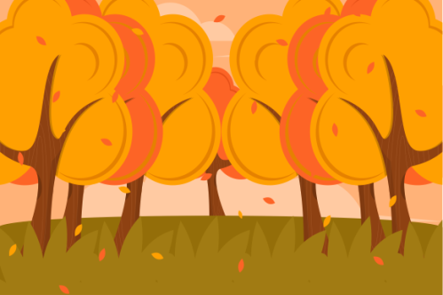 Flat design autumn background with colorful trees