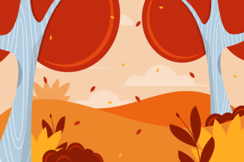 Flat design autumn background with colorful trees
