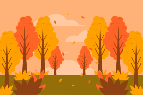 Flat design autumn background with colorful trees