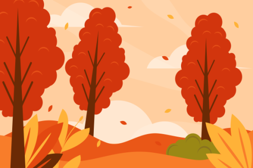 Flat design autumn background with colorful trees