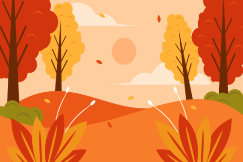 Flat design autumn background with colorful trees