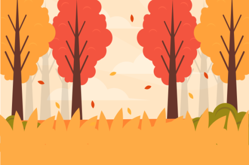 Flat design autumn background with colorful trees