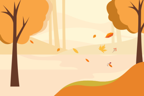 Flat design autumn background with colorful trees