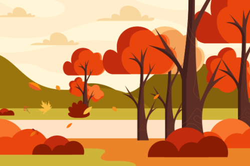 Flat design autumn background with colorful trees