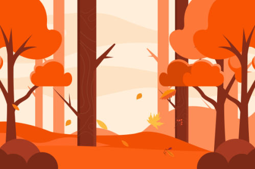 Flat design autumn background with colorful trees