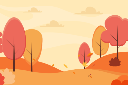 Flat design autumn background with colorful trees