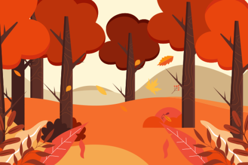 Flat design autumn background with colorful trees