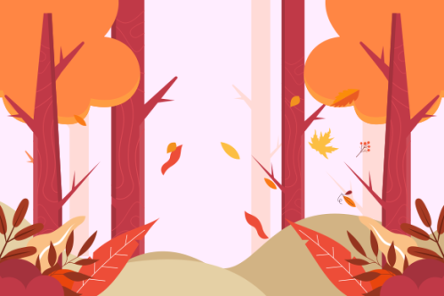Flat design autumn background with colorful trees
