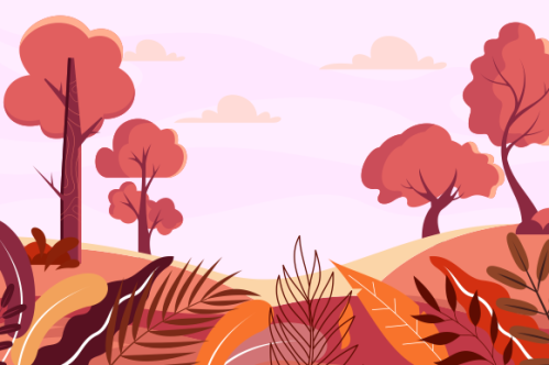 Flat design autumn background with colorful trees