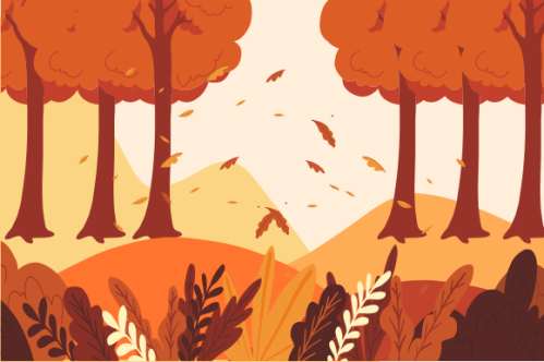 Flat design autumn background with colorful trees
