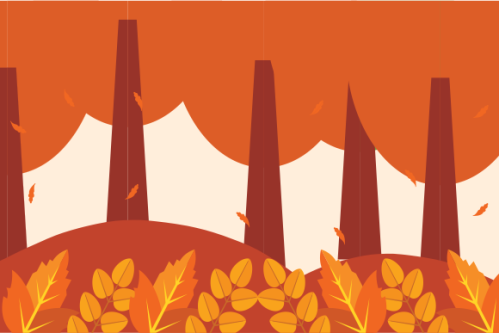 Flat design autumn background with colorful trees