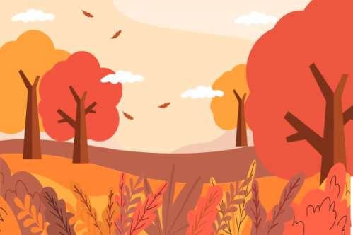 Flat design autumn background with colorful trees