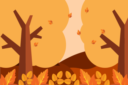 Flat design autumn background with colorful trees