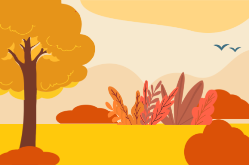Flat design autumn background with colorful trees
