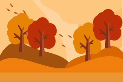 Flat design autumn background with colorful trees