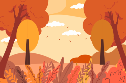 Flat design autumn background with colorful trees