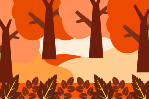 Flat design autumn background with colorful trees