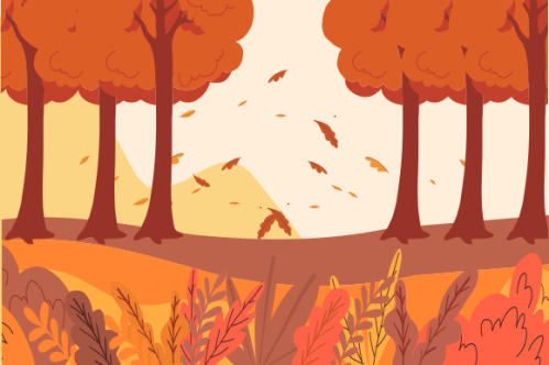 Flat design autumn background with colorful trees