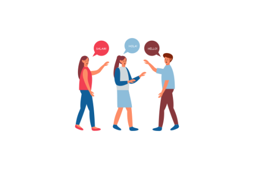 Illustration with young people talking