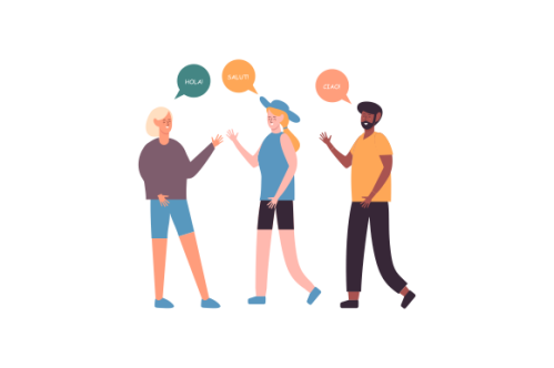 Illustration with young people talking