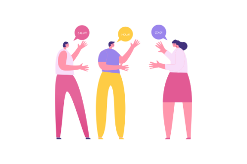 Illustration with young people talking