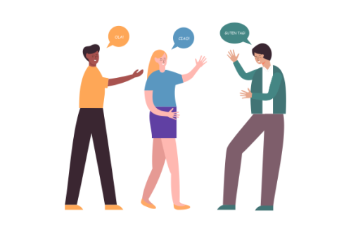 Illustration with young people talking