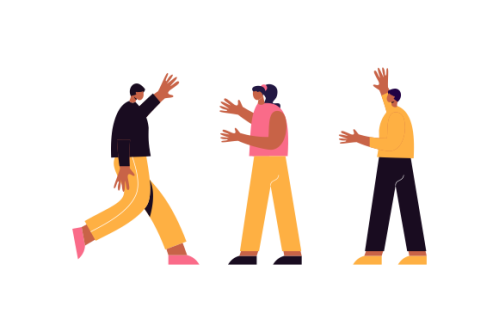 Illustration with young people talking