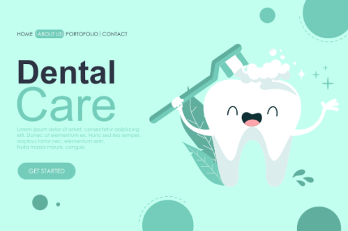 Cartoon dental care landing page template