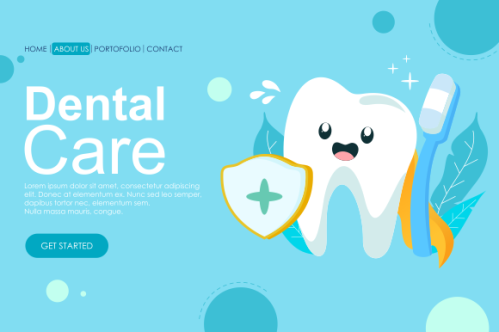 Cartoon dental care landing page template