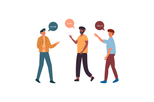 Illustration with young people talking
