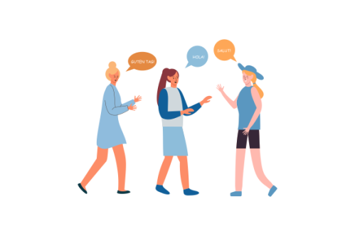 Illustration with young people talking