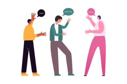 Illustration with young people talking