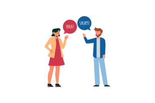 Illustration with young people talking