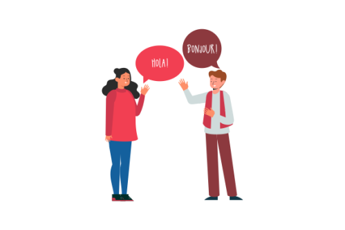Illustration with young people talking