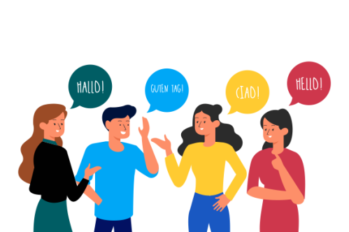 Illustration with young people talking
