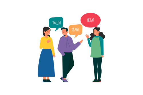 Illustration with young people talking