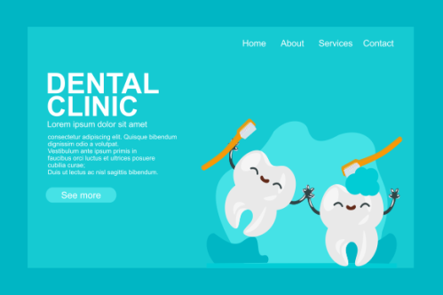 Cartoon dental care landing page template