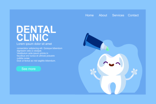 Cartoon dental care landing page template