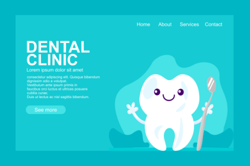 Cartoon dental care landing page template