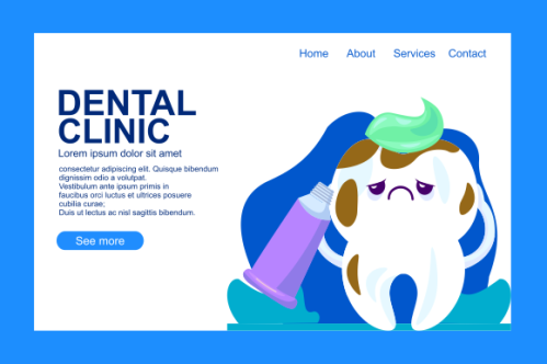 Cartoon dental care landing page template