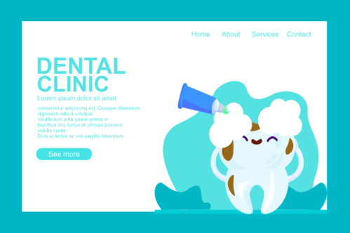 Cartoon dental care landing page template