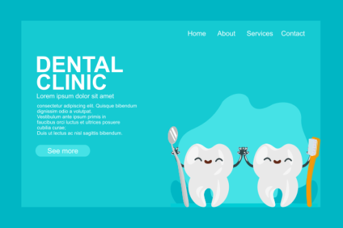 Cartoon dental care landing page template