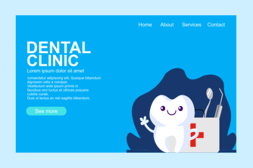 Cartoon dental care landing page template