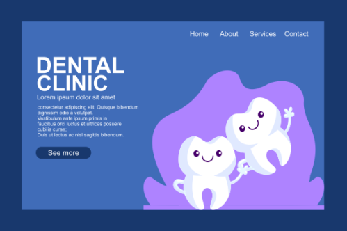 Cartoon dental care landing page template