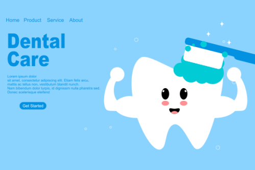 Cartoon dental care landing page template